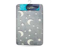 Bewello - Kleine Lichtgevende GLOW in the DARK Kleed - 60 x 40 cm - Vloerkleedje - Mat - Kleedje voor op de Kinderkamer / Babykamer - Voetenmat Jongens of Meisjeskamer