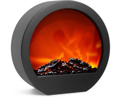 Bewello - Mobiele Elektrische Sfeerhaard voor op een schouw of tafel - Open Haard met LED-vlameffect - werkt op batterij of Netstroom - 35 x 12 x 38 cm