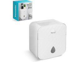 Bewello® - WC Rolhouder - Toiletrolhouder - Zelfklevend WC Kastje - Wit met Grijs - 205 x 125 x 220 mm