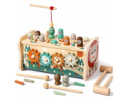 Bextunio Houten Hamerspel Montessori – Educatief Klopbank Speelgoed met Xylofoon & Tandwielen