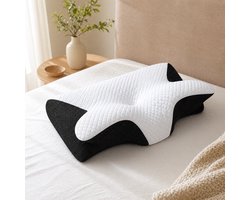 Beyahl - Hoofdkussen Ademvrij Vlinderkussen – Orthopedisch Traagschuim Nekkussen – Anti Snurk & CPAP Geschikt – Ergonomisch Cervicaal Hoofdkussen voor Nekklachten – Memory Foam Slaapkussen