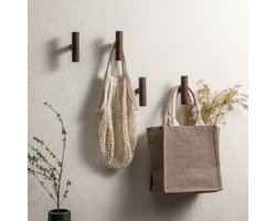 Beyahl - Houten kapstokhaken set van 4 – Wandhaak jashaak – Natuurlijke houten wandkapstok – Muurmontage – Minimalistisch design – Stevige kledinghaken voor hal, badkamer en slaapkamer