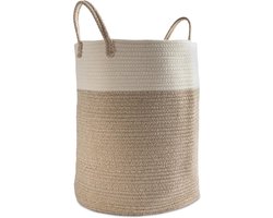 Beyahl - Wasmand katoen 52L merkloos rond opvouwbaar met handvaten 46x38 cm opbergmand speelgoedmand stevige wasbox