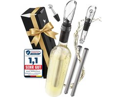 Beyond Wijnkoeler Staaf RVS met Schenktuit – Wijnkoelerstaaf Wijnaccessoire en Cadeau voor Wijnliefhebbers Man Vrouw | Flessenkoeler Koelset voor Witte en Rode Wijn Geschenkidee (Set met 2 Koelstaven)
