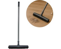 Bezem Binnen - Bezem met Telescoopsteel - Bezem Rubber - Bezem Zwart - Kappersbezem - Rubber bezem & Vloerwisser met steel