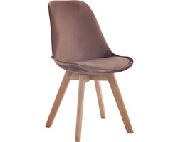 Bezoekersstoel Bia - Eetkamerstoel - Bruin velours - Bruine poten - Set van 1 - Zithoogte 48 cm - Deluxe