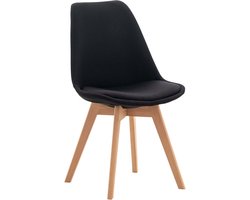 Bezoekersstoel Stoel - Vergaderstoel Kantinestoel - Wachten Ontvangen - Stoffen Bekleding Houten Poten - 83cm Hoog - Zwart