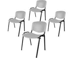 Bezoekersstoelen Set - Stapelbare stoelen - Vergaderruimte inrichten - Kunststof zitting - 80 cm hoogte - Grijs