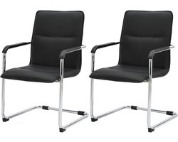 Bezoekersstoelen Set - Stoelen met armleuning - Wachtkamer Meubilair - Robuust metalen frame - 92 cm Hoog - Zwart