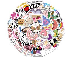 BFF Best Friends Stickers | 50 stickers - voor laptop, ipad, telefoon, schrift, muur etc. Meisjes vriendinnen