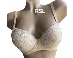 Bh push up met borduursel 70B/75A beige