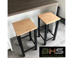 BHS - Barkruk Alex - Industriële barkruk - Eikenhout - Staal