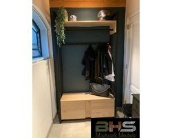 BHS - Garderobekast Dita - Kapstok - Staande kapstok - Industrieel - Eikenhout - Staal