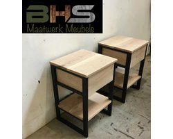 BHS - Nachtkastje Puck - Nachtkastje - Industrieel - Eikenhout - Staal