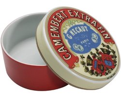 BIA Klassieke Camembert Baker – Porselein – Rood Vintage Design – Oven- en Serveerschaal – Ø 12,5 cm – Ovenbestendige Kaasbak