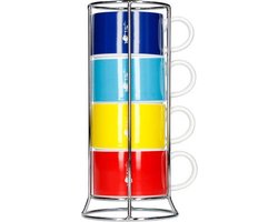 Bialetti Impilabili Di Colori cappuccino / koffie kopjes in rek 4 stuks