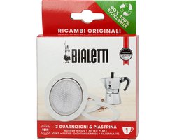 Bialetti Moka Aluminium Filterplaatje + 3 Rubber Ringen - 1 kops