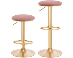 Bibeenah barkrukken goud roze - Set van 2 stuks - In hoogte verstelbaar - Comfortabele en stijlvolle krukken voor keuken, bar of eiland - Modern design met fluwelen zitting