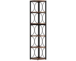 Bibeenah Hoekkast – 6-laags Hoekkast Boekenkast 170 cm Hoog – Chocolade Hout – Modern Opbergmeubel voor Woonkamer, Kantoor en Sfeer