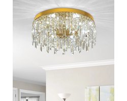 Bibeenah kristallen kroonluchter - Kristal en goud - Luxe hanglamp voor woonkamer of hal - Elegant design met sprankelende kristallen en gouden afwerking