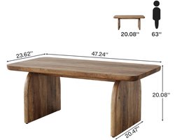 Bibeenah Rechthoekige Salontafel – Boerderijstijl Houten Salontafel – Robuust en Stijlvol – 120 cm Breed x 60 cm Diep x 50 cm Hoog – Perfect voor Woonkamer of Lounge