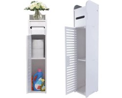 Bibeenah toiletrol kast - Badkamer kast - Toiletrolhouder - Smalle opbergkast voor WC - Ruimtebesparend en stijlvol ontwerp - Wit