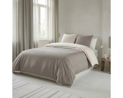 Biberna Dekbedovertrek Melange Flanel - Yarn Dyed - Dubbelzijdig - Zand / Beige - 140x200/220cm