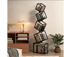 Bibliothèque Étagère 5 Niveaux en Métal – Structure Géométrique Ouverte 183 cm