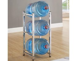 Bidonrek RVS - Drankdispenser houder - Waterflessen organiseren - Verstelbare rubberen voetjes - 35x35x81CM - Zilver