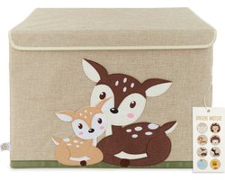 Bieco opbergbox met deksel | 65L opvouwbaar | ca. 36x36x51cm | speelgoedbox met deksel | opbergbox voor kinderen | dozen met deksel | grote opbergbox | organiser voor luiertafel | hertenmotief