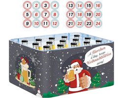 Bier adventskalender 2025, adventskalender bier voor mannen van vilt voor bierkratten, met 24 stickers om de voorpret op Kerstmis te verhogen