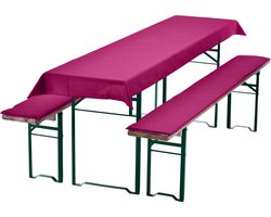 Bierbankkussens Set 240x90 cm Berry - 1x Tafellaken voor 220x70 cm tafels & 2x Gevoerde kussens voor 220x25 cm banken