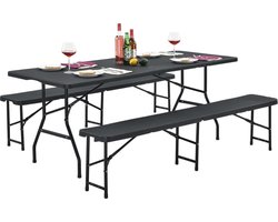 Biertafel / bierbank / bierset - Kunststof / Rotan - 3-delig - Zwart