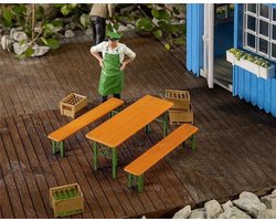 Biertafel en banken - Modelbouw set - Modelspoorbaan decoratie - Kunststof miniatuur - Miniatuur - Meerkleurig