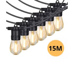 Big 15 Lichtsnoer Buiten op Netstroom - Tuinverlichting LED - Buiten Lichtslinger - 15 LEDs Tuinverlichting Met Stekker - 13,5+1,2m