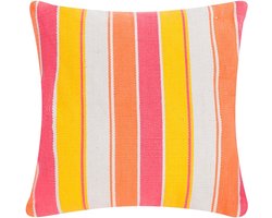 Big Stripe Fuchsia/Geel Kussen | 60 X 60 | Sierkussen Voor Woonkamer Of Slaapkamer