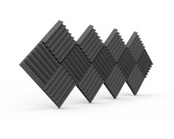 Bigblock Akoestische Panelen 30x30x5 cm - 14 Stuks Schuim Wedges Standard - Geluidsisolatie en Absorptie - Studio Foam - Wanddecoratie