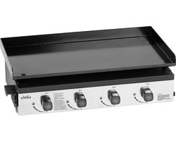 BIGHORN Gas Plancha BBQ met 4 Branders (9,96 kW) – Geëmailleerde Stalen Bakplaat – Compact Tafelmodel – Zwart
