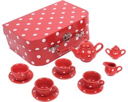 Bigjigs Rode Stippen Porseleinen Theeset