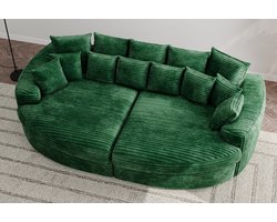 Bigsofa Zitbank Romantico Cosy Green - Bank zetel Chillsofa XXl in Extra dik Corduroy Ribstof - Zetelsenbedden / Zitbanken Hoekbanken en Hoeksalons Big sofa