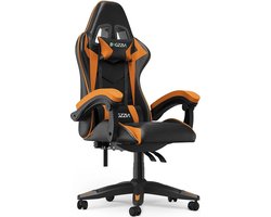 Bigzzia- Gaming Bureaustoel - Ergonomische bureaustoel - Bureaustoelen voor Volwassenen - Chair - Gaming stoel - Zwart & Oranje