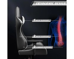 Bigzzia- Gaming stoel - Bureaustoel - Paars en Wit - Ergonomisch - Hoofdsteun in hoogte verstelbaar - Met lenden kussen