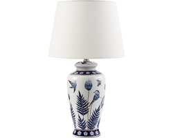 BIJELA - Tafellamp - Wit/Blauw - Porselein/Linnen