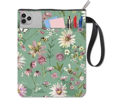 Bijen Boekhoes Bloem Protector voor Paperbacks - Wasbare Stof Boek Cover met Rits en Extra Mouwzak