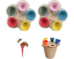 Bijen drinkcups - 10 stuks - Bijen Drinkbak - Insecten Drinkbeker - Eco Waterstation - Bijen Drinker - Tuindecoratie - Biodiversiteit - Bloemen Tuinsteker - Waterdispenser - Hommels - Tuin