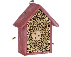 bijenhotel hangend - klein - 20 x 17 x 8,5 cm - insectenhuis - hout