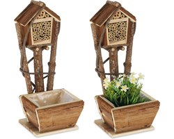 Bijenhotel met bloembak set van 2 - tuin en balkon voor metselbijen en solitaire bijen