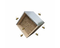 bijenhotel - rietstengels - natuur zilver - 31,5x31,5x20 cm - voor wilde bijen