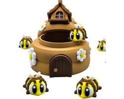 Bijenhuisje met mini bijen - Kleine bijekorf met kleine flexi schattige bijen - Cosmetalic -