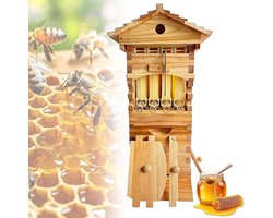 Bijenkorf Beginnersset - Houten Bijenhuis - Honing Extractie - Zelfdoorlatend Ontwerp - 65.5 x 38 x 25.5 cm